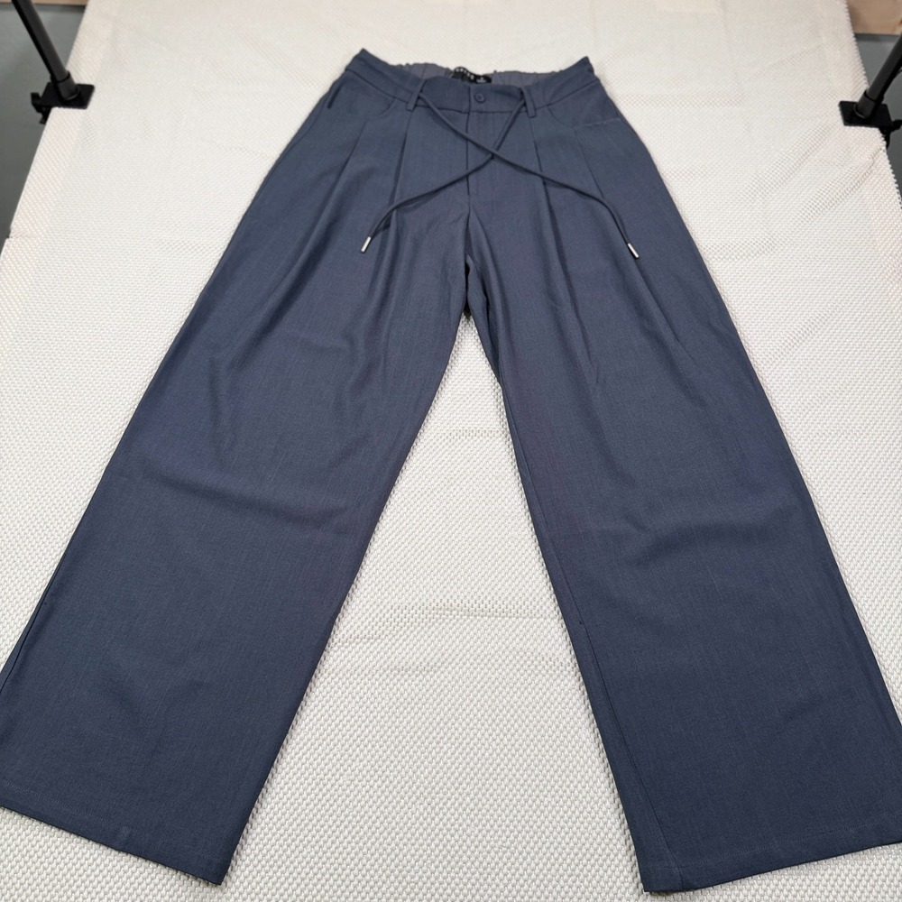 Lioness Women's S Gray Pleated Wide Leg Drawstring Trousers Pants Australia